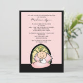 Cute Baby Girl Baptism Christening Inture Kaart (Staand voorkant)