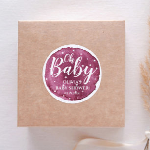 Cute Baby Girl Blush Waterverf en witte sterren Ronde Sticker