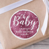 Cute Baby Girl Blush Waterverf en witte sterren Ronde Sticker