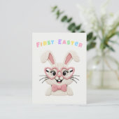 Cute Baby Girl Boy First Easter Bunny Feestdagenkaart (Staand voorkant)
