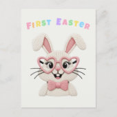 Cute Baby Girl Boy First Easter Bunny Feestdagenkaart (Voorkant)
