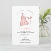 Cute Baby Girl Clothes Baby shower Invitation Kaart (Staand voorkant)