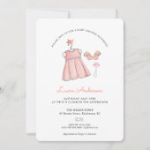 Cute Baby Girl Clothes Baby shower Invitation Kaart (Voorkant)