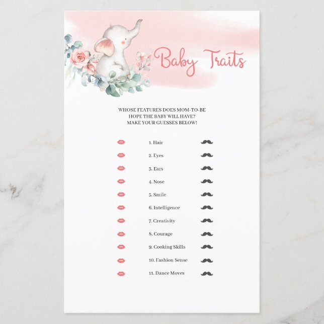 Cute baby Girl Elephant Eucalyptus Baby Traits (Voorkant)