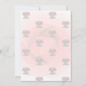 Cute Baby Girl Elephant, Floral Baby shower Kaart (Achterkant)