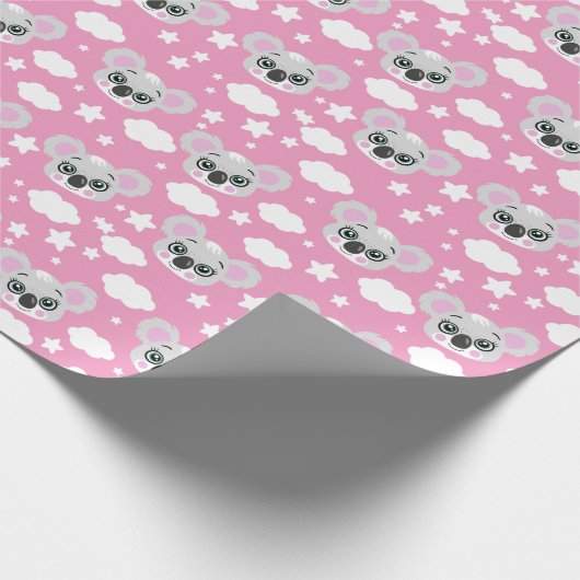 Cute baby girl face koala cadeaupapier (Hoek)