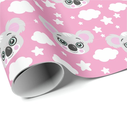 Cute baby girl face koala cadeaupapier (Rol Hoek)
