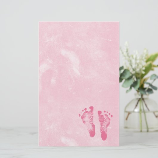 Cute Baby Girl Footprint Briefpapier (Staand voorkant)