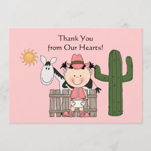 Cute Baby Girl Horse Pony Aangepast Western Dank j Bedankkaart