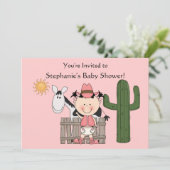 Cute Baby Girl & Horse Pony Aangepast Western Kaart (Staand voorkant)