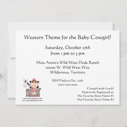 Cute Baby Girl & Horse Pony Aangepast Western Kaart (Achterkant)