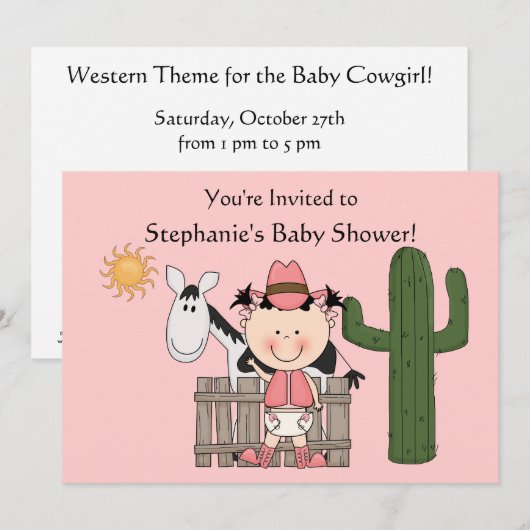 Cute Baby Girl & Horse Pony Aangepast Western Kaart (Voorkant / Achterkant)