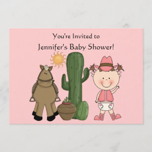 Cute Baby Girl & Horse Pony Aangepast Western Kaart