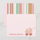 Cute Baby Girl in roze roze roze  Baby shower Bedankkaart (Voorkant / Achterkant)