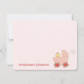 Cute Baby Girl in roze roze roze  Baby shower Bedankkaart (Voorkant)