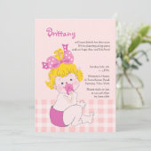 Cute Baby Girl Invitation Kaart (Staand voorkant)