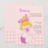 Cute Baby Girl Invitation Kaart (Voorkant / Achterkant)