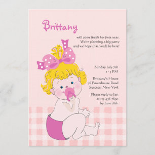 Cute Baby Girl Invitation Kaart
