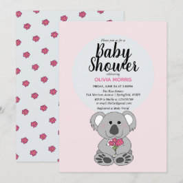 Cute Baby Girl Koala Beer Cartoon Naam Baby shower Kaart