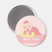 Cute Baby Girl kruipt met Pillow Magneet (Voorkant / Achterkant)