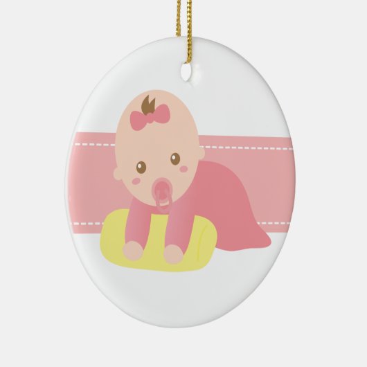 Cute Baby Girl kruipt met Pillow Personalized Keramisch Ornament (Rechts)