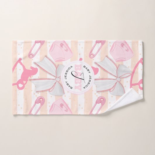 Cute Baby Girl Monogrammed Pattern Bad Handdoek (Handdoek)