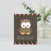 Cute Baby Girl Owl met Roze Bow Briefkaart (Staand voorkant)