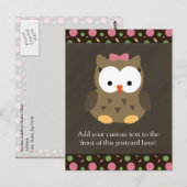 Cute Baby Girl Owl met Roze Bow Briefkaart (Voorkant / Achterkant)