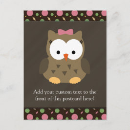 Cute Baby Girl Owl met Roze Bow Briefkaart