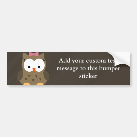 Cute Baby Girl Owl met Roze Bow Bumpersticker (Voorkant)