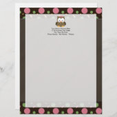Cute Baby Girl Owl met Roze Bow Custom Briefhoofd (Voorkant / Achterkant)
