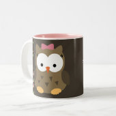 Cute Baby Girl Owl met Roze Bow Custom Coffee Mok (Voorkant links)