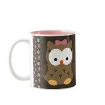 Cute Baby Girl Owl met Roze Bow Custom Coffee Mok