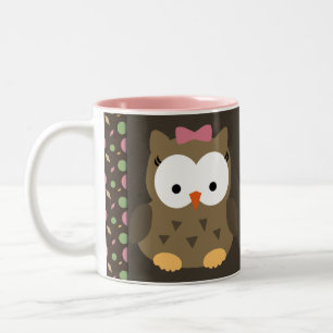Cute Baby Girl Owl met Roze Bow Custom Coffee Mok