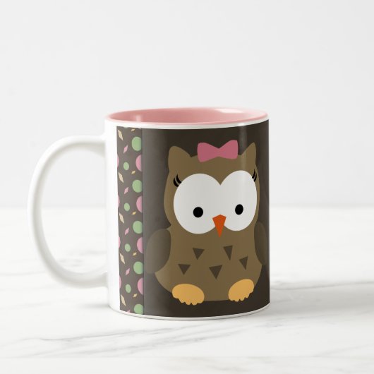 Cute Baby Girl Owl met Roze Bow Custom Coffee Mok (Links)