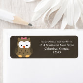 Cute Baby Girl Owl met Roze Bow Etiket (Insitu)