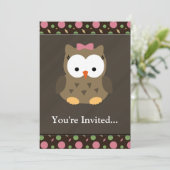 Cute Baby Girl Owl met Roze Bow Kaart (Staand voorkant)