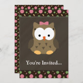 Cute Baby Girl Owl met Roze Bow Kaart (Voorkant / Achterkant)