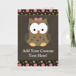 Cute Baby Girl Owl met Roze Bow Kaart