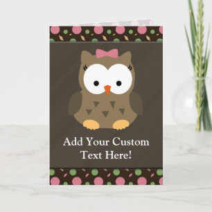 Cute Baby Girl Owl met Roze Bow Kaart