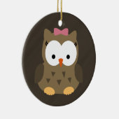 Cute Baby Girl Owl met Roze Bow Keramisch Ornament (Rechts)