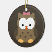 Cute Baby Girl Owl met Roze Bow Keramisch Ornament (Links)