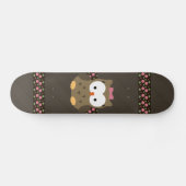 Cute Baby Girl Owl met Roze Bow Skateboard (Horizontaal)