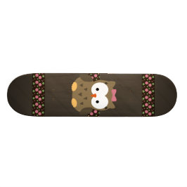 Cute Baby Girl Owl met Roze Bow Skateboard