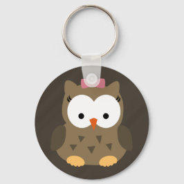 Cute Baby Girl Owl met Roze Bow Sleutelhanger