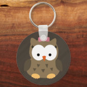 Cute Baby Girl Owl met Roze Bow Sleutelhanger (Voorkant)