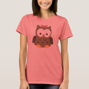 Cute Baby Girl Owl met Roze Bow T-shirt