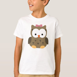 Cute Baby Girl Owl met Roze Bow T-shirt