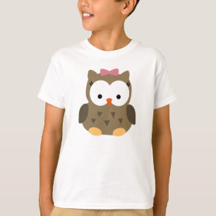 Cute Baby Girl Owl met Roze Bow T-shirt