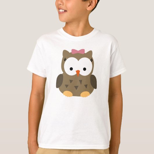 Cute Baby Girl Owl met Roze Bow T-shirt (Voorkant)